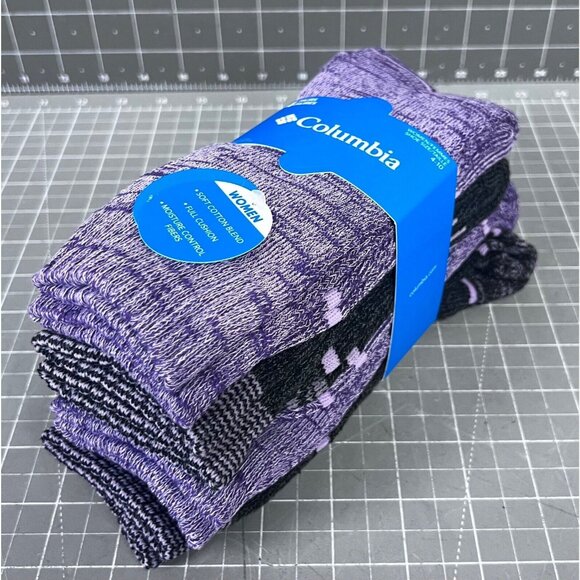 Columbia Accessories - Women's Columbia Crew Socks 4-11 NEW 4-pack Wild Iris Purple Outdoor/Hiking ~~